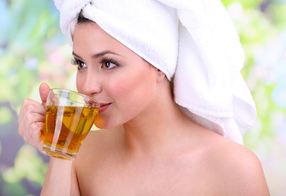 girls drink tea for skin rejuvenation