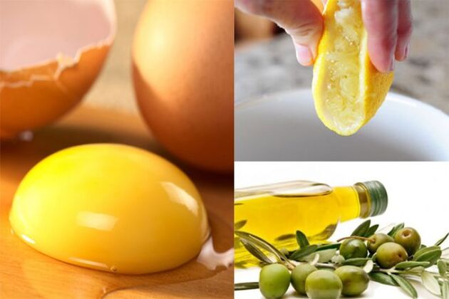 An egg yolk, olive oil and lemon juice mask smoothes the skin